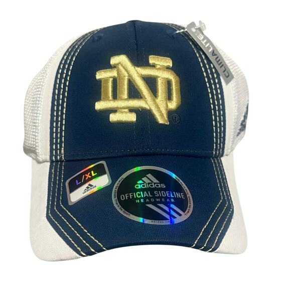 NWT Adidas Notre Dame Flex Meshback Baseball Cap - L/XL - Picture 1 of 3